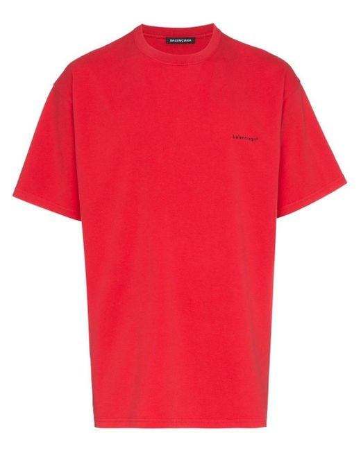 Balenciaga Red Oversized Copyright Logo T-shirt for men