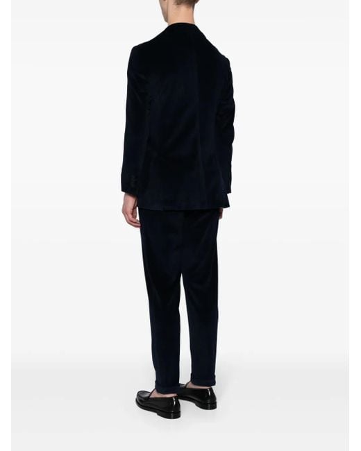 Kiton Blue Single-breasted Corduroy Suit for men