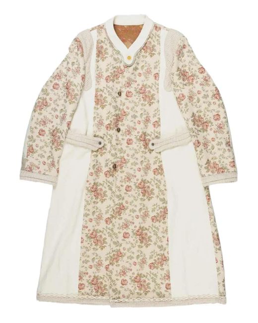 Commun's Natural Floral-Print Parka Coat
