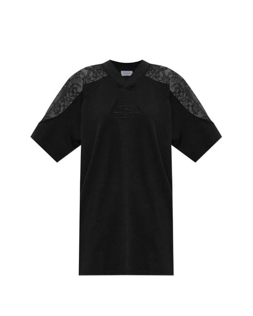 Off-White c/o Virgil Abloh Black Lace-Panel T-Shirt