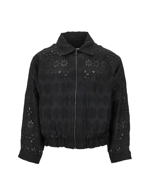 Cmmn Swdn Black Ares Sheer Lace-Patterned Jacket for men