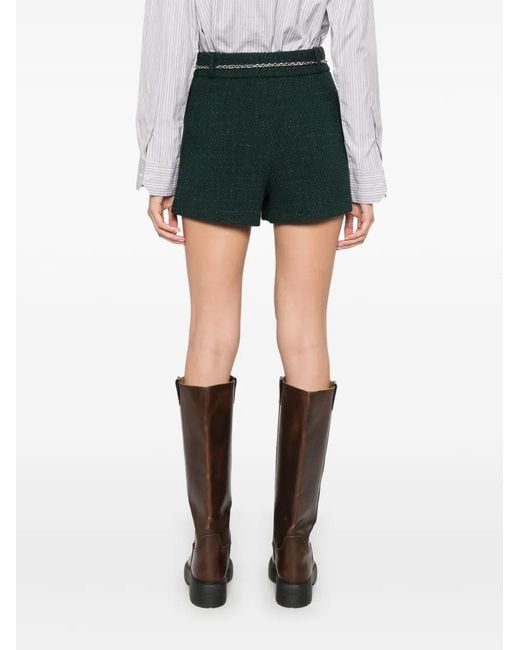 Maje Green Chain-Belt Shorts