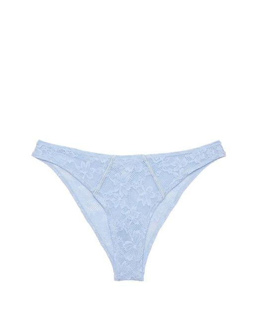 Fleur du Mal Blue Le Stretch Lace Thong