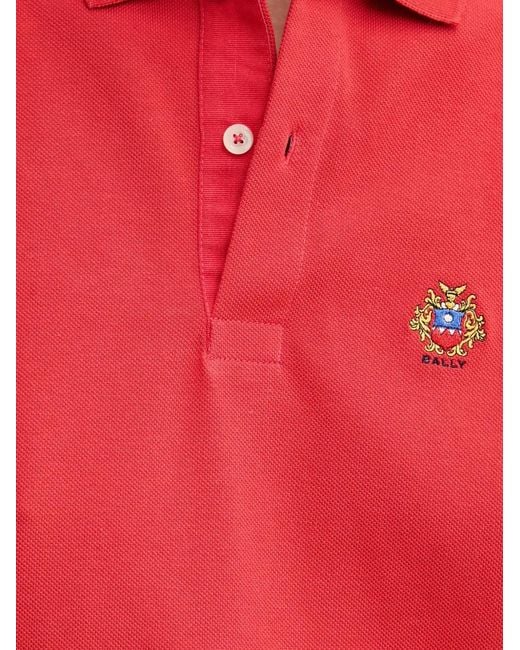 Bally Red Button Embellished Polo Shirt