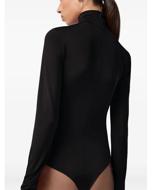ANDAMANE Black Ziggy Draped Long-Sleeve Bodysuit