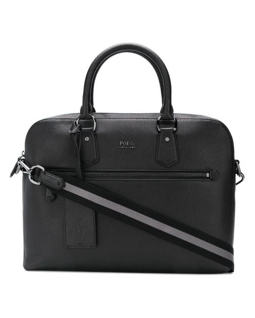 Polo Ralph Lauren Black Pebbled Laptop Bag for men