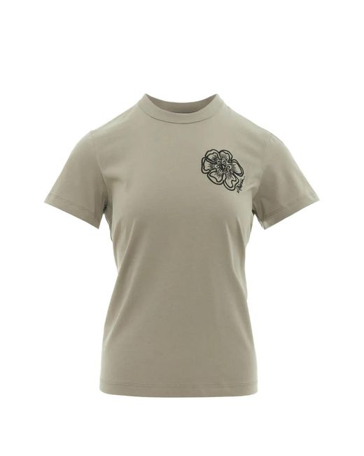 3.1 Phillip Lim Gray Floral-Embroidery T-Shirt