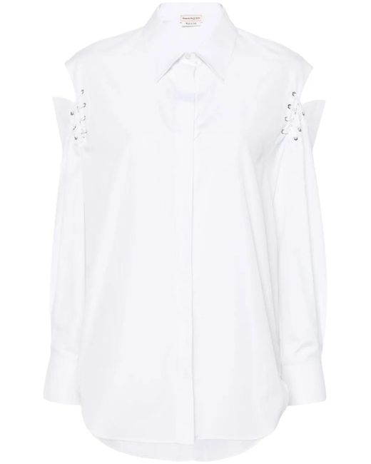 McQueen White Cut-Out Detail Cotton Shirt