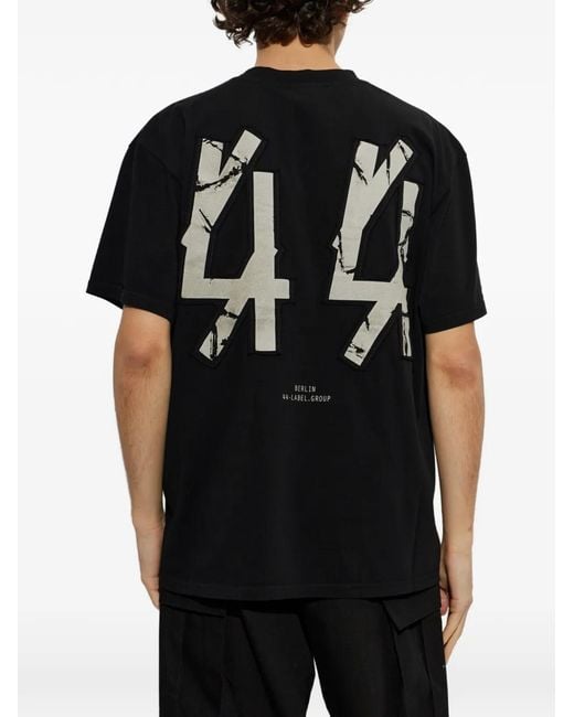 44 Label Group Black Logo-Print T-Shirt