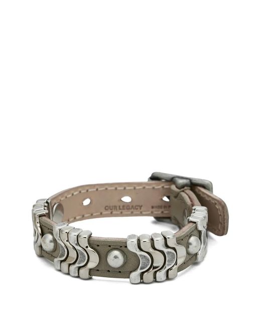 Our Legacy Metallic Wave Leather Bracelet for men