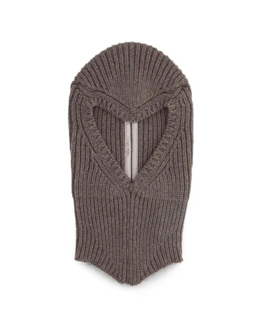 Rick Owens Brown Ribbed-Knit Balaclava for men