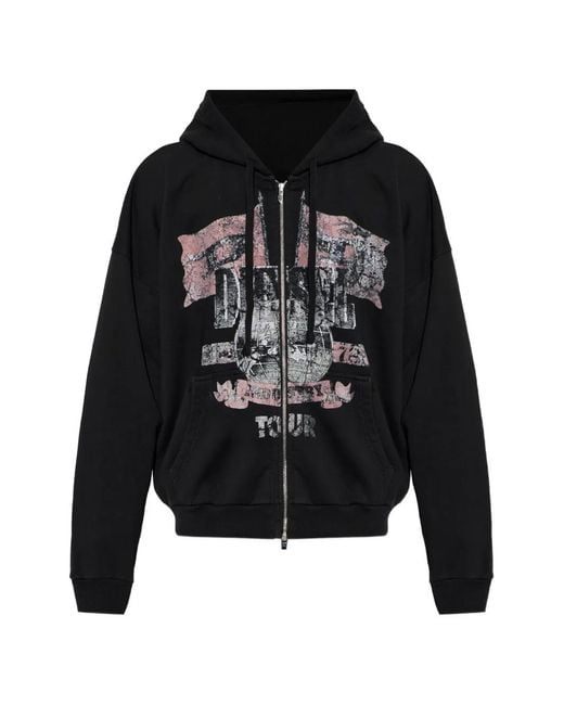 DIESEL Black Sweatshirt-Will-Zip for men