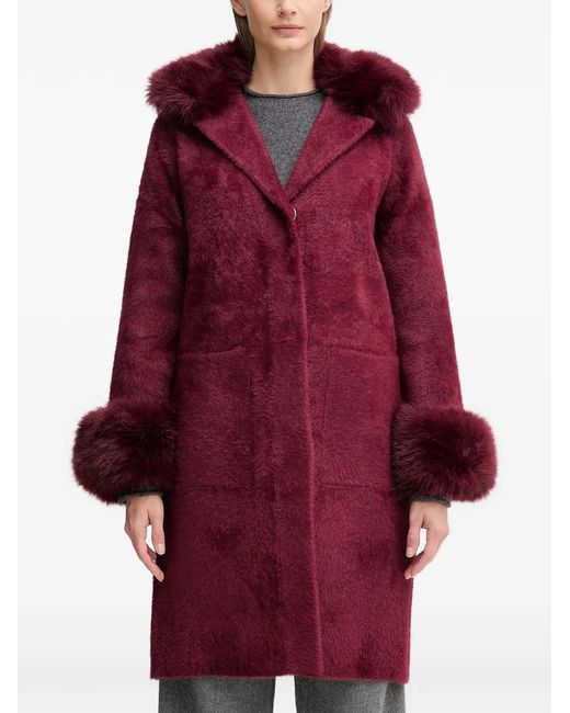 Joseph Ribkoff Red Faux-Fur Trim Coat