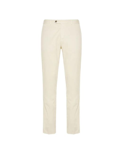 PT Torino White Button-Fastening Tapered Trousers for men