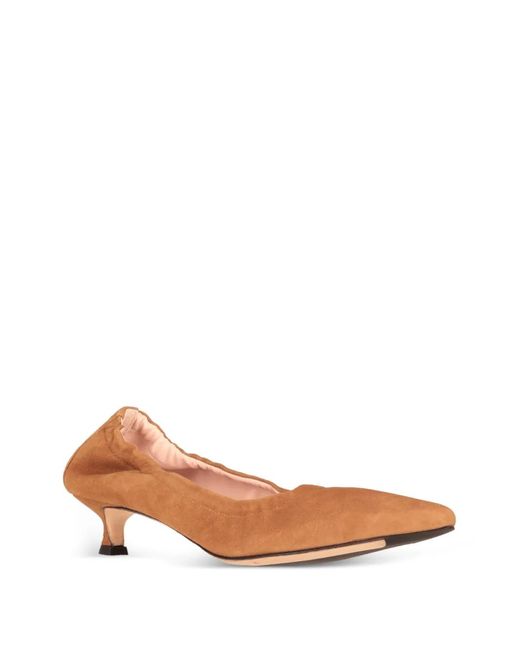 LA ROSE Brown Elasticated Pointed-Toe Pumps