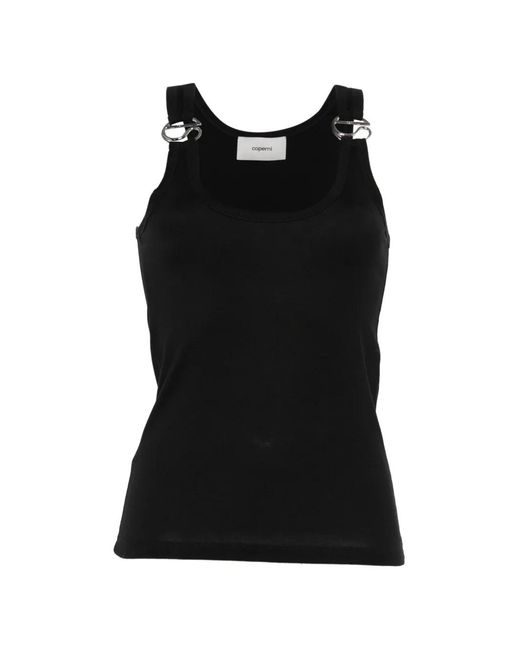 Coperni Black Ring-Detail Ribbed Top