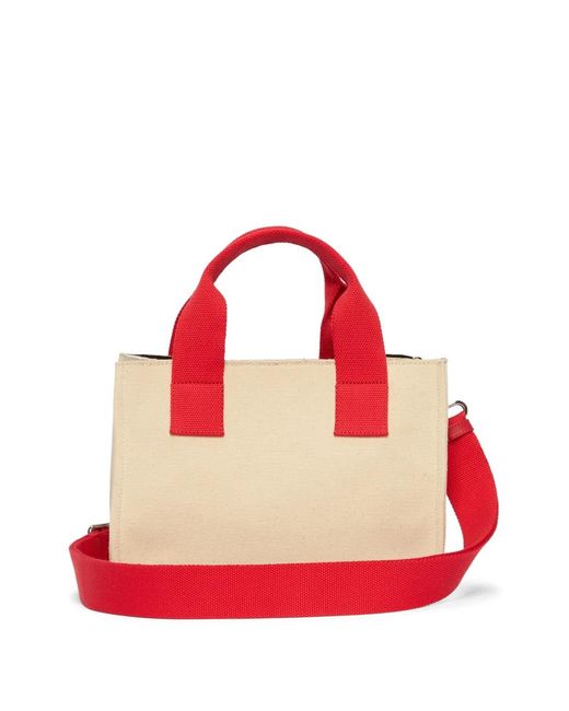 MSGM Red Micro Logo-Detail Tote Bag