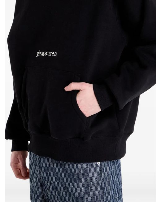 Pleasures Black Logo-Print Hoodie for men