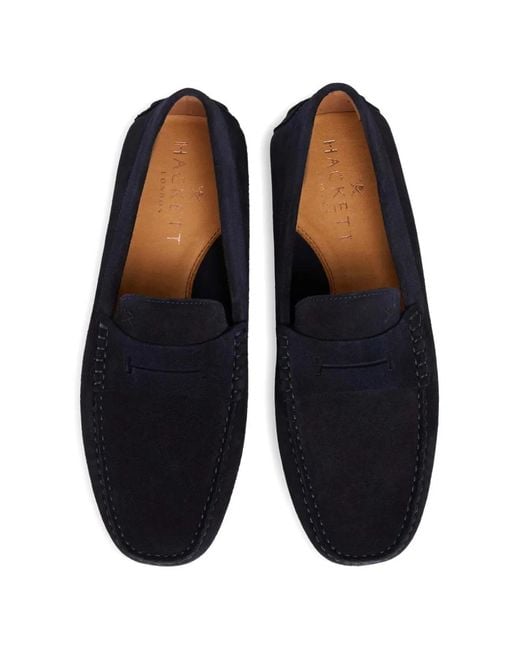Hackett Blue Driver Saddle Suede Loafers for men