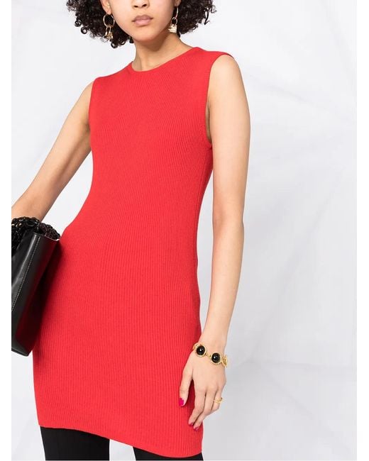 Stella McCartney Red Rib-Knit Tunic Dress