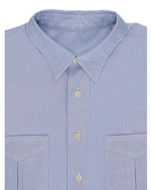 Fortela Blue Osumi Patch-Pocket Oxford Shirt for men