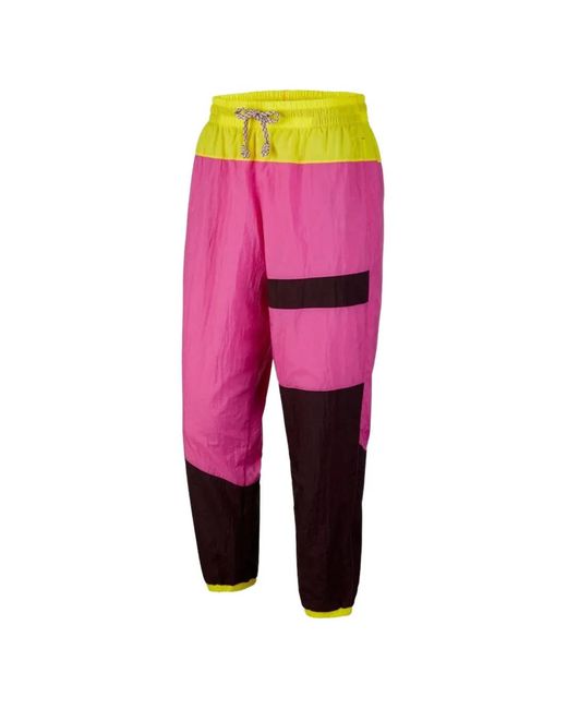 Nike Pink Colourblock-Design Basketball Track Pants for men