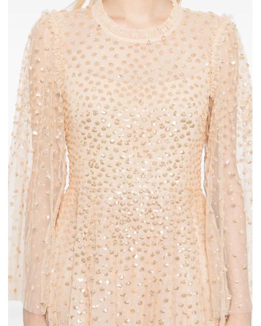 Abito Con Paillettes di Needle & Thread in Natural