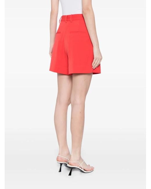 Staud Red Heather Pleat-Detail Shorts