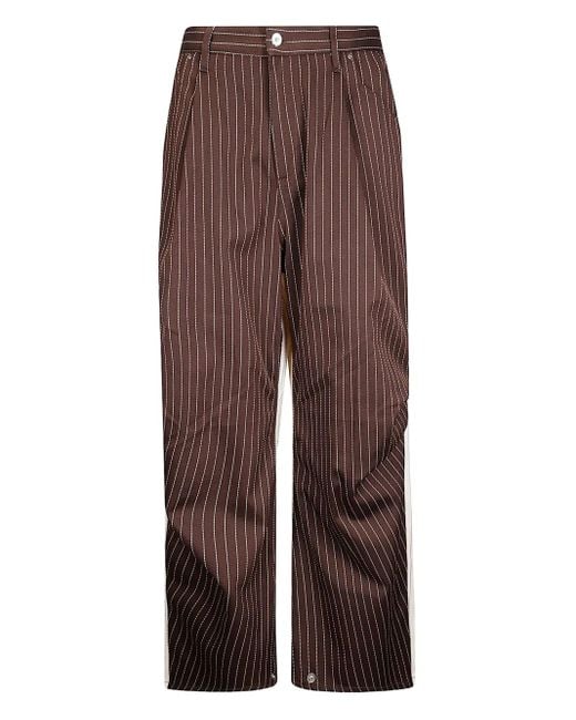 PDF Brown Pinstripe Colorblock Trousers for men