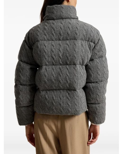 Polo Ralph Lauren Gray Cable-Knit Quilted Jacket
