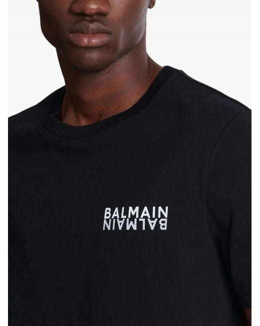 Balmain Black Logo-Print T-Shirt for men