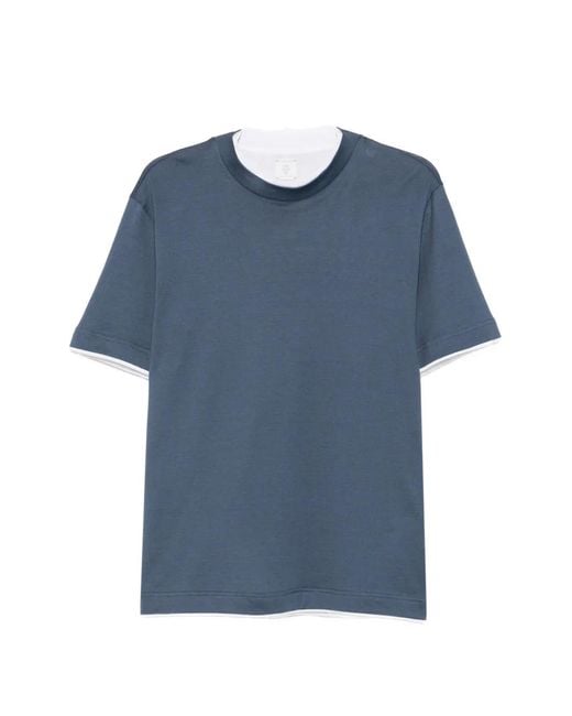 Eleventy Blue Layered-Effect Short-Sleeve T-Shirt for men