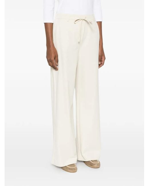 Max Mara White Drawstring Palazzo Pants