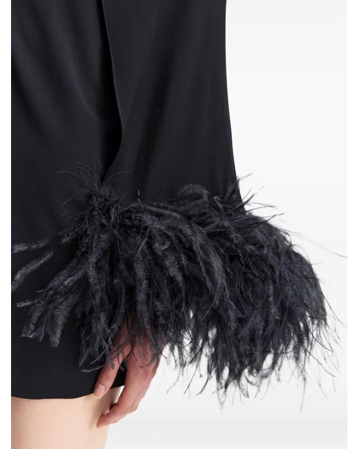 16Arlington Black Feather Trim Mini Dress
