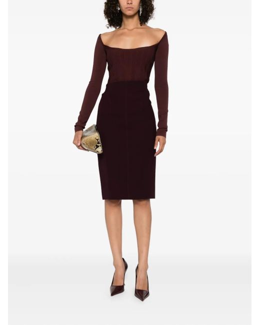 Mugler Purple Square-Neck Ribbed Top