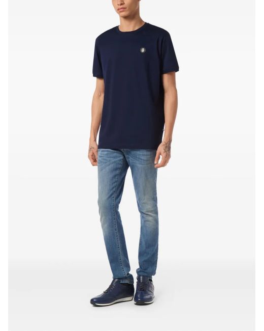 Billionaire Blue Logo-Plaque T-Shirt for men