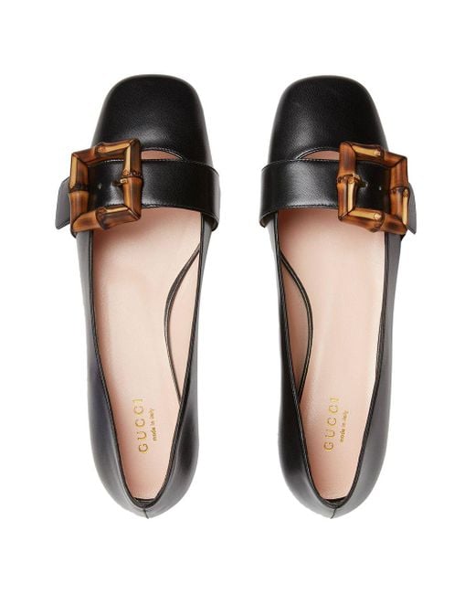 Gucci Black Bamboo-buckle Ballerina Shoes