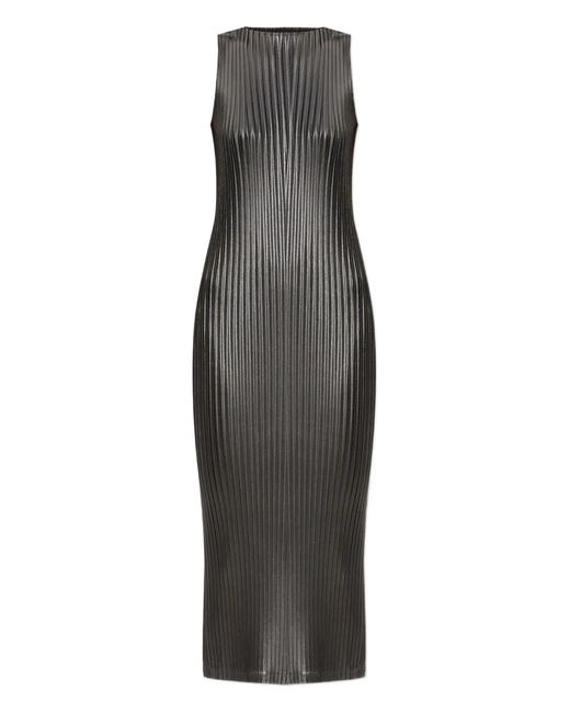 Issey Miyake Women's Green Pleated Sleeveless Midi Dress