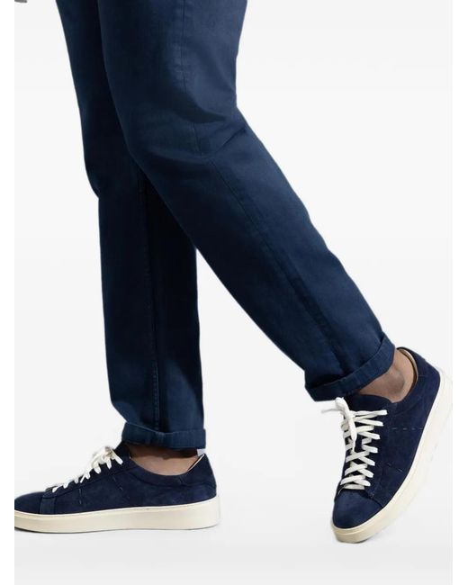 Eleventy Blue Suede Lace-Up Sneakers for men