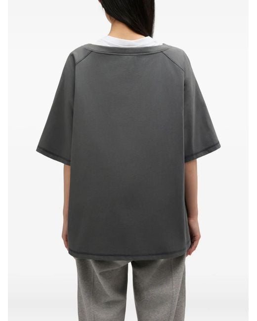 Ganni Gray Anthracite Ss T-Shirt Banana Logo Bow