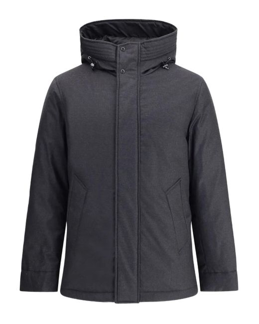 Woolrich Blue Drawstring-Hood Down Jacket for men