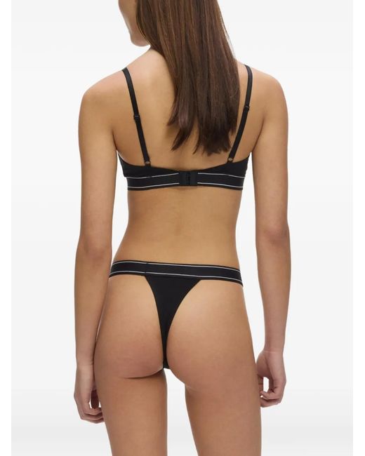 Karl Lagerfeld Black Hotel Karl Stripe Cotton Bralette