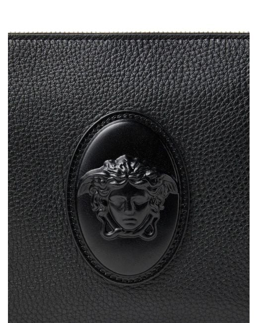 Versace Black Lou Leather Crossbody Bag for men