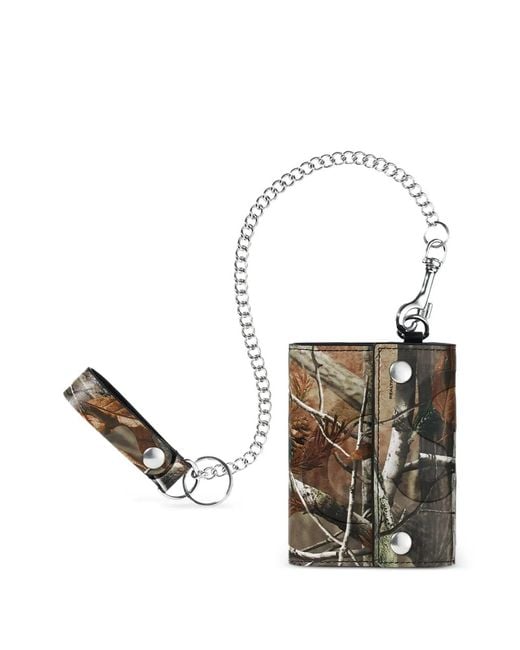Supreme White Leather Chain Wallet for men