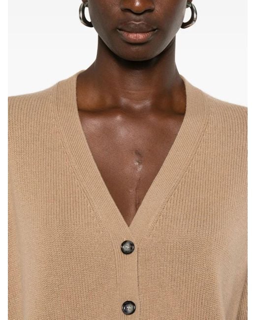 Allude Natural Button-Front Cashmere Cardigan