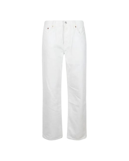 Re/done White Logo-Patch Jeans