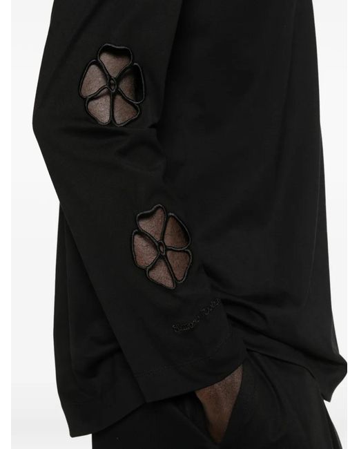 Simone Rocha Black Cut-Out Long-Sleeve T-Shirt for men