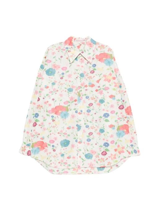Walter Van Beirendonck White Floral-Print Long-Sleeve Shirt for men