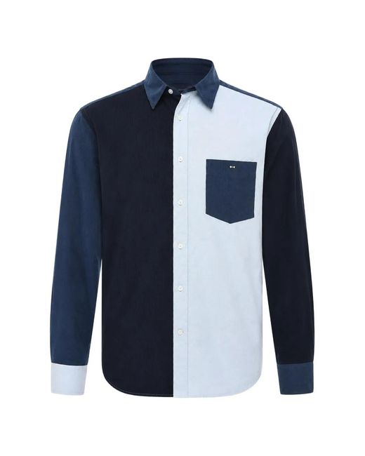 Eden Park Blue Arbonne Colour-Block Corduroy Shirt for men