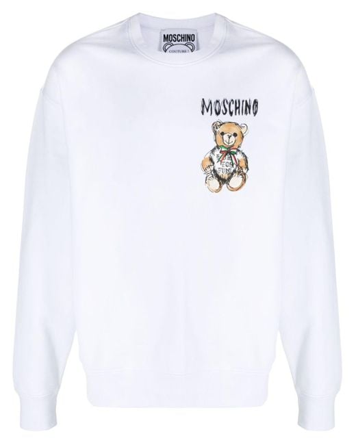 Moschino White Teddy Bear-print Cotton Sweatshirt for men